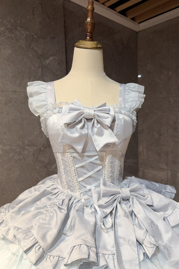 Sleeveless Ballet JSK with Multi-Layered Ruffles and Bow