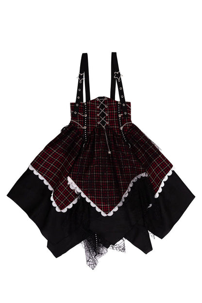 Soul Mantra Plaid Sweet Lolita Strap Dress - Noir