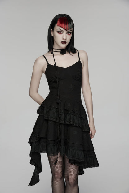 Embroidered Floral Asymmetric Gothic Jsk Dress