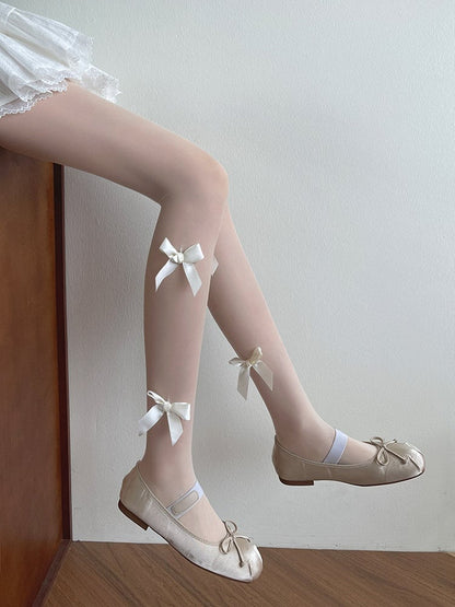 White Bowknot Details Semi-sheer Lolita Tights
