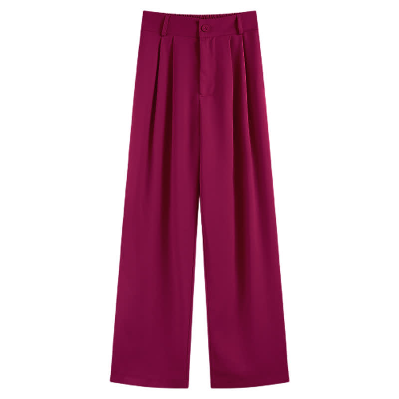 Pure Color Wide Leg Drape Suit Pants