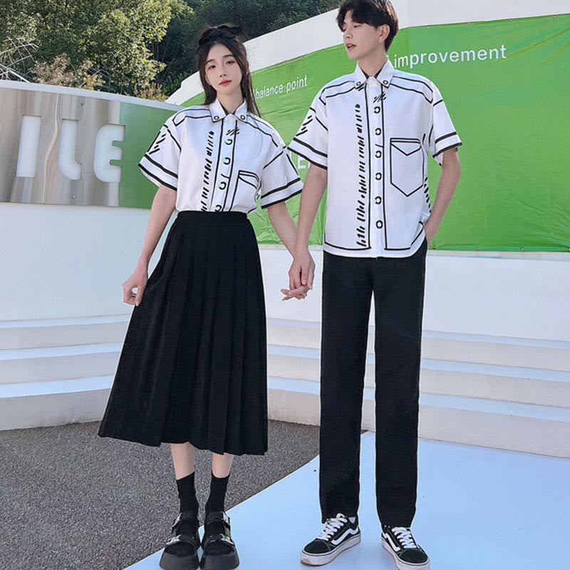 Couple Grafitti Print T-Shirt Skirt Pants