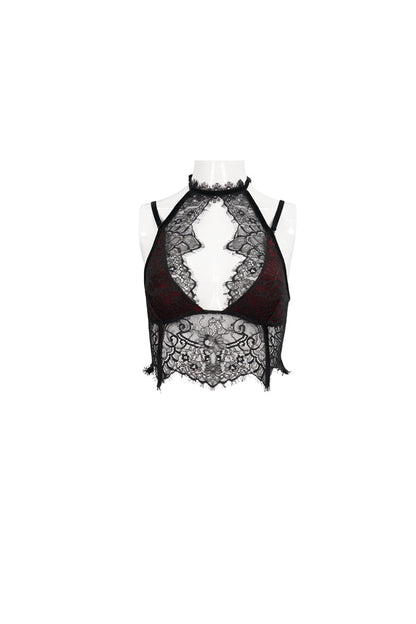 Velvet Chest Cutout Lace Hidden Side Zipper Sexy Gothic Halter Lingerie