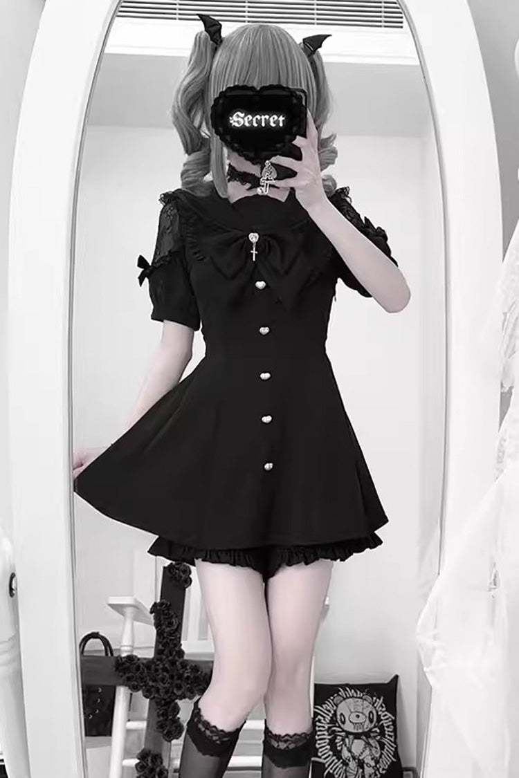 Ruffled Bow Jirai Kei Dress and Shorts Set - Plus Size