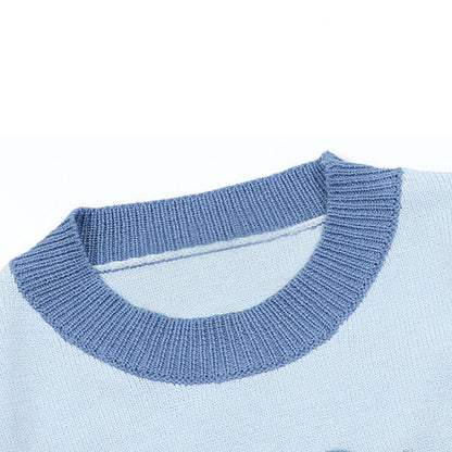 Knit Pattern Pants T-Shirt Blue Rabbit Cargo