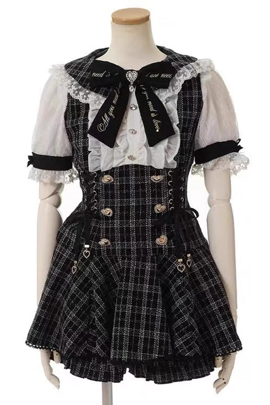 Japanese Lace Sweet Jirai Kei Dress Blouse Shorts Set