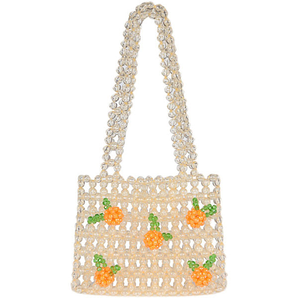 Sac à main orange à perles kawaii