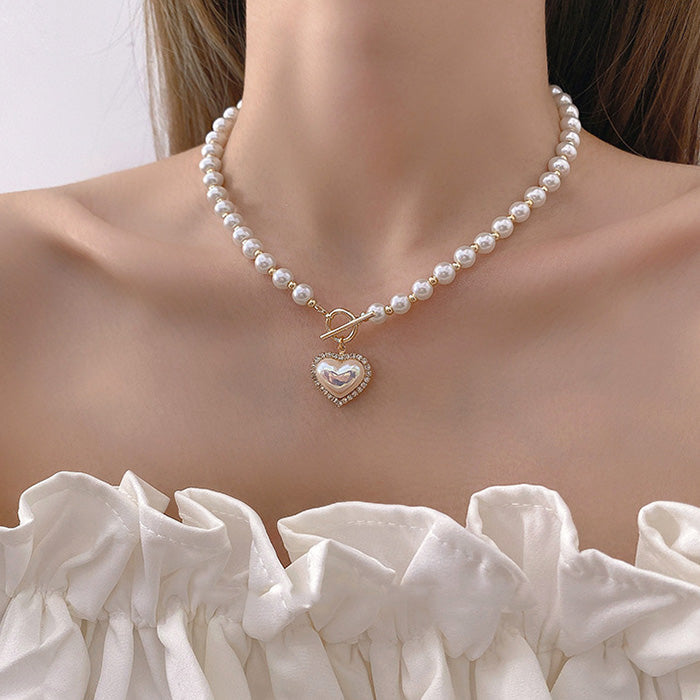 Elegant Heart Pearl Necklace SP19587