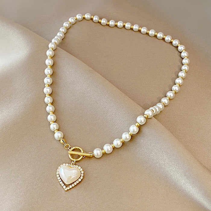 Elegant Heart Pearl Necklace SP19587