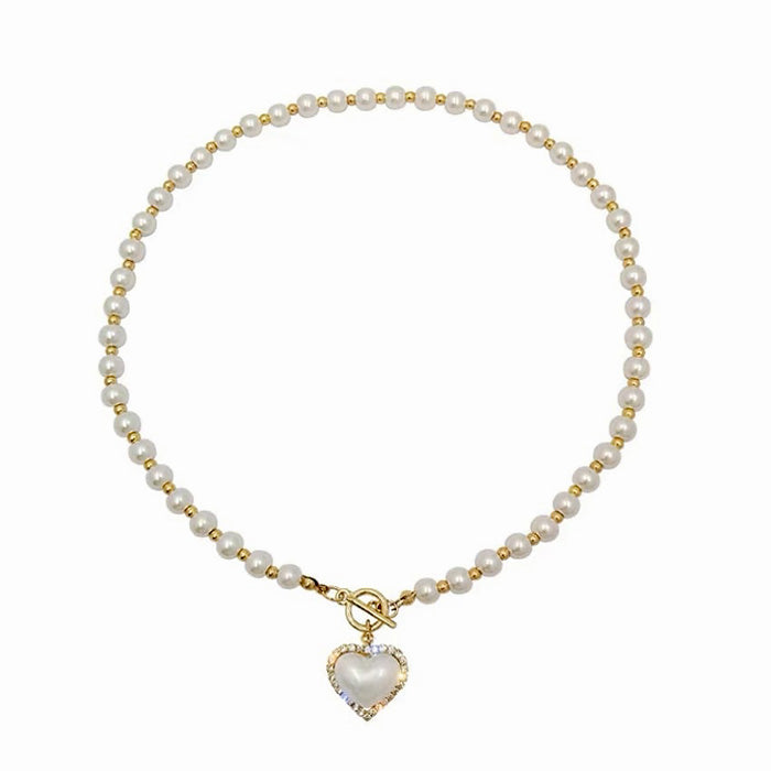 Elegant Heart Pearl Necklace SP19587