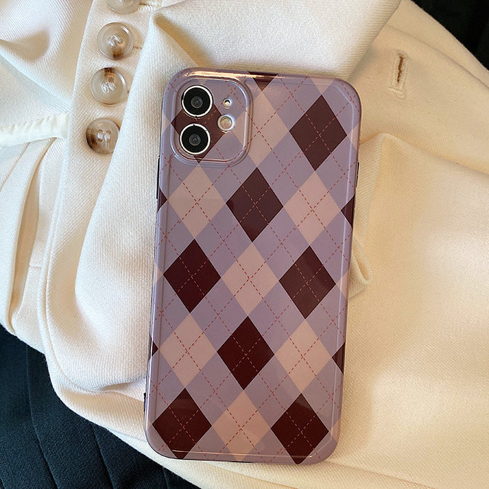 Coque iPhone à motif argyle rose