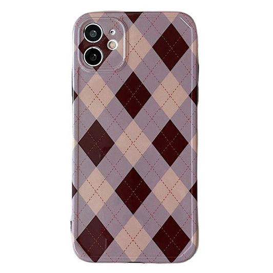 Coque iPhone à motif argyle rose