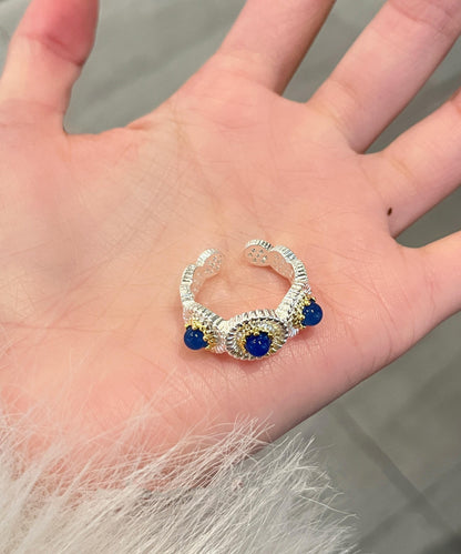 Alloy Little Rings Zircon Daisy Blue Art Chalcedony