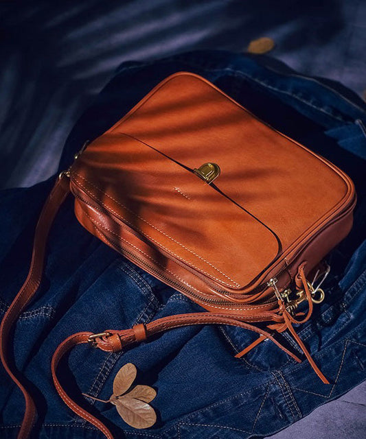 Orange Bag Leather Durable Art Versatile Cross-body