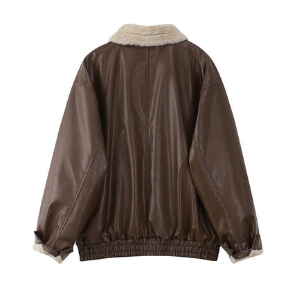 Brown Fuzzy Vintage Loose Jacket