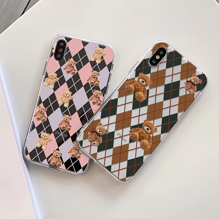 Bear Argyle Pattern iPhone Case