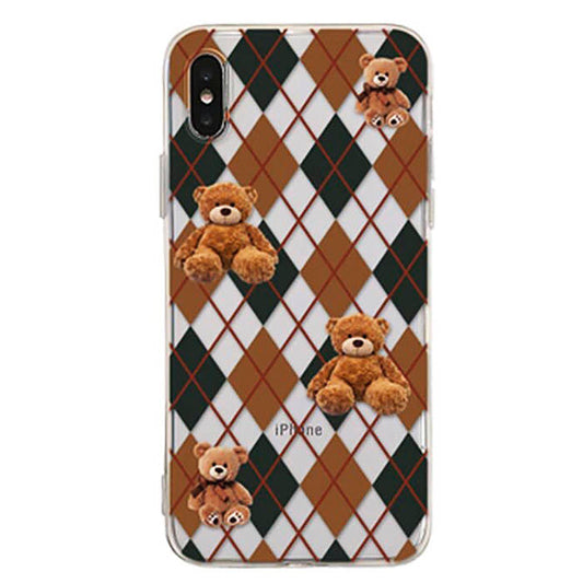 Coque iPhone à motif losanges et ours