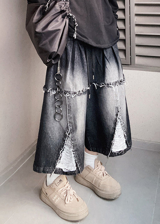 Black Original Design Oversized Summer Men Shorts Elastic Waist