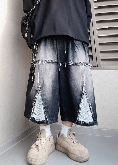 Black Original Design Oversized Summer Men Shorts Elastic Waist