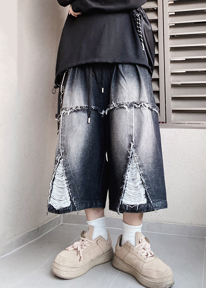 Black Original Design Oversized Summer Men Shorts Elastic Waist