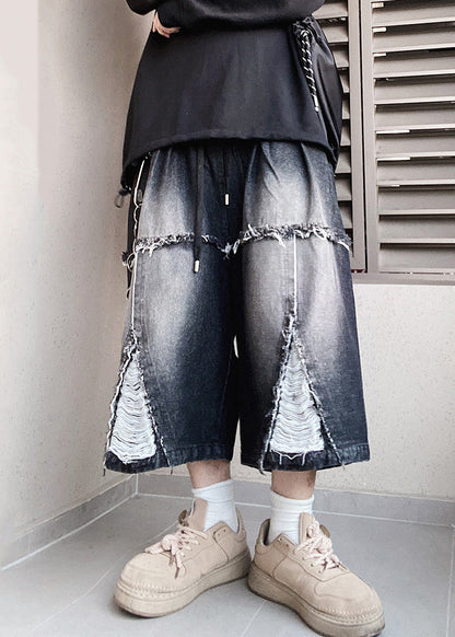 Black Original Design Oversized Summer Men Shorts Elastic Waist