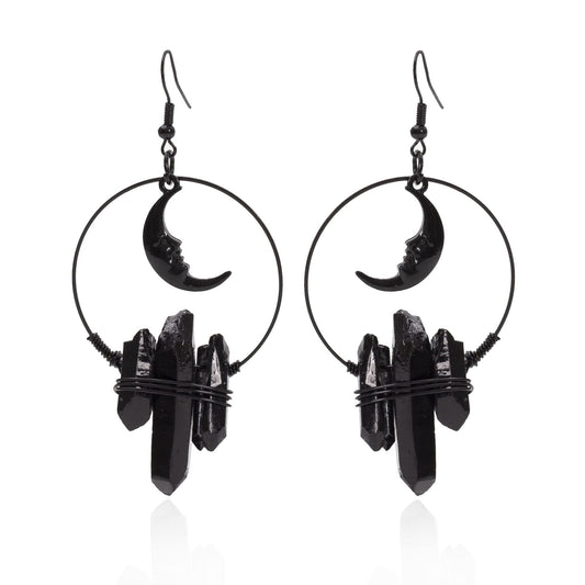 Boucles d'oreilles en cristal de sorcière de la lune noire