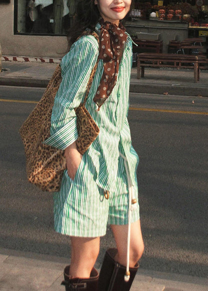 Bohemian Pieces Summer Shorts Striped And Peter Set Collar Green Pan Two Shirts