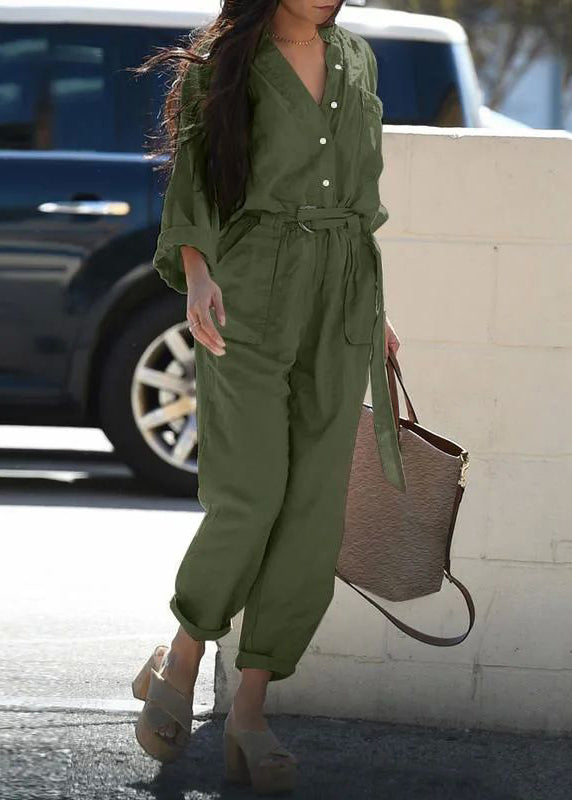 Bohemian Pink Peter Pan Collar Pockets Tunic Jumpsuit Fall