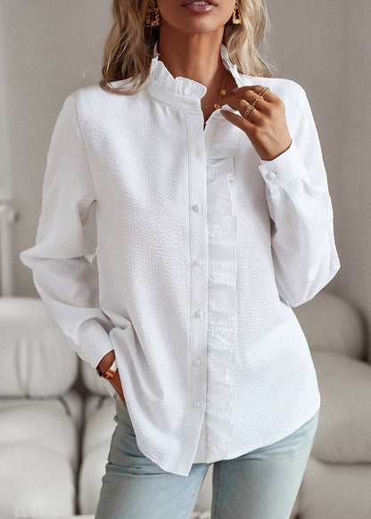 Fall Shirts Bohemian White Button Solid
