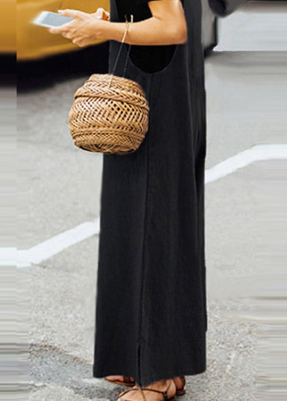 Boho Army Green Slash Neck Solid Jumpsuit Sleeveless