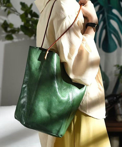 Green Capacity Large Bag Boho Bucket Leather