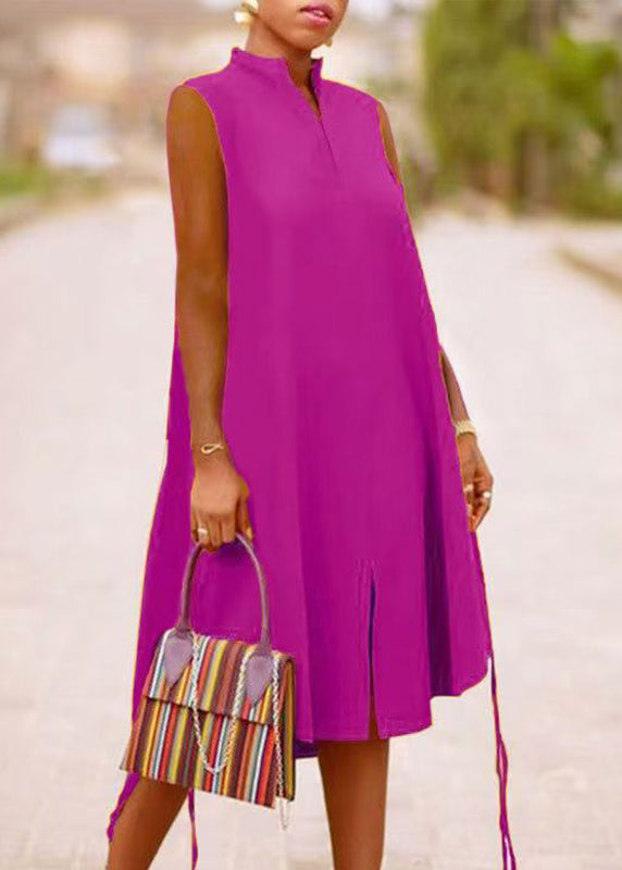 Green Dresses Collar Boho Maxi Stand Print Summer