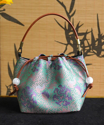 Boho Versatile Bag Bucket Drawstring Silk Print