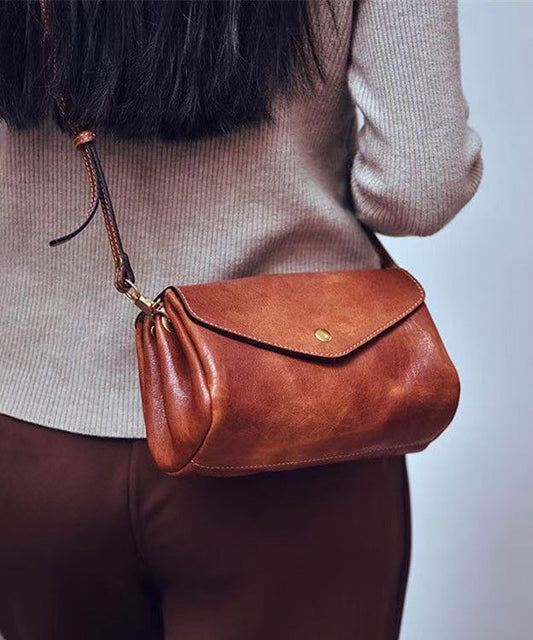 Cross-body Solid Khaki Botique Durable Leather Bag