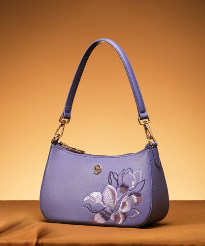 Bag Embroideried Purple Boutique CrossBody Calf Leather