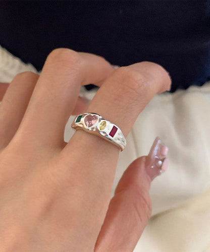 Stainless Rings Rainbow Love Three Piece Set Steel Asymmetrical Boutique Zircon