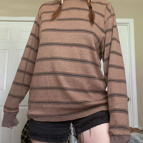 brown striped sweatshirt boogzel apparel