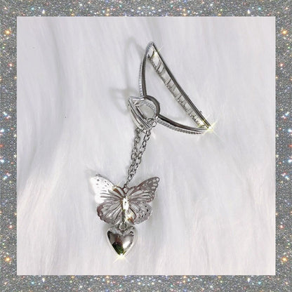 Pince à cheveux en forme de cœur et de papillon