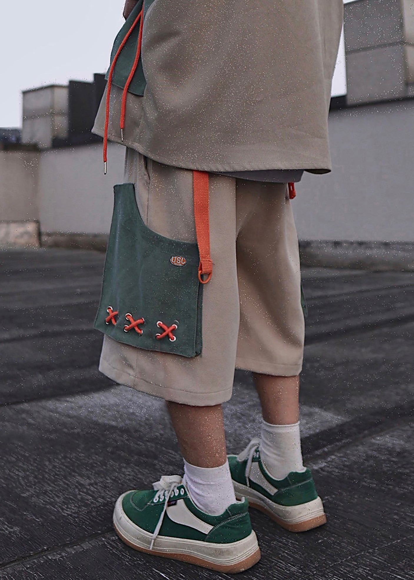 Casual Khaki Pockets Oversized Cotton Mens Shorts Summer