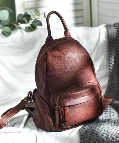 Capacity Tote Orange Large Casual Backpack Handbag Leather