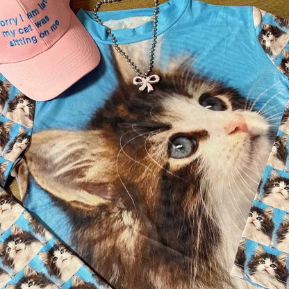 Long Graphic Sleeve Cats Everywhere