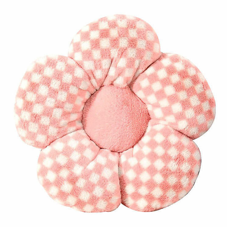 Kawaii Checkered Flower Pillow