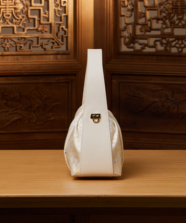 Tote Versatile Bag Chinese Jacquard Beige Style