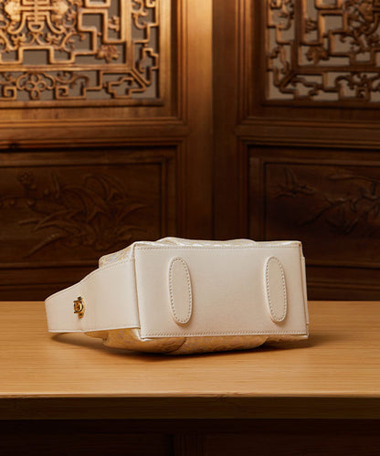 Tote Versatile Bag Chinese Jacquard Beige Style