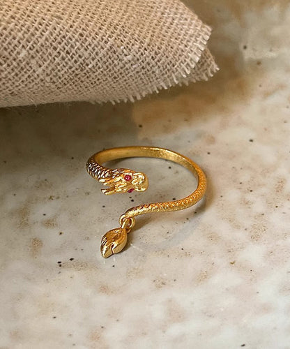 Gold Shaped Chinese Copper Open Rings Overgild Dragon Style