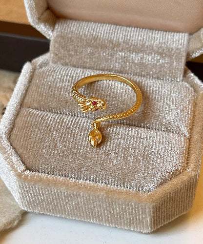 Gold Shaped Chinese Copper Open Rings Overgild Dragon Style