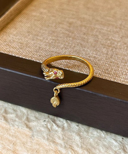 Gold Shaped Chinese Copper Open Rings Overgild Dragon Style