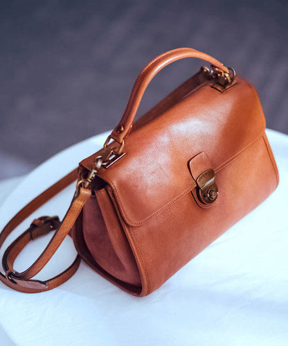 Bag Messenger Orange Versatile Classy Solid Leather Durable