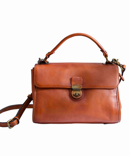 Bag Messenger Orange Versatile Classy Solid Leather Durable
