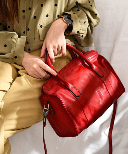 Classy Leather Handbag Red Capacity Large Tote